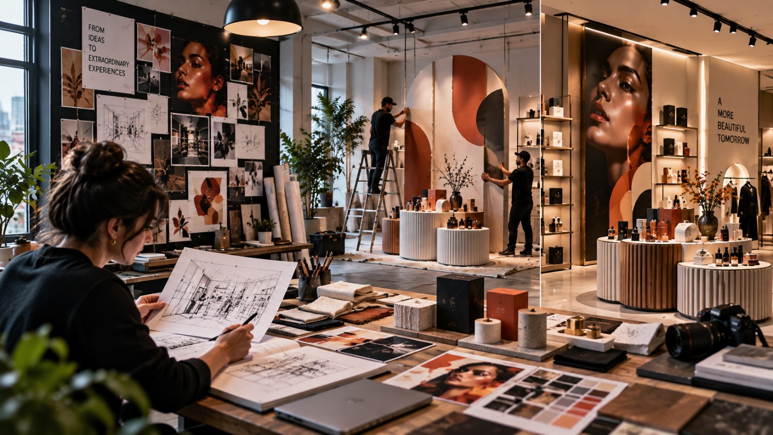 Creative team developing a campaign across concept, design, packaging and retail experience