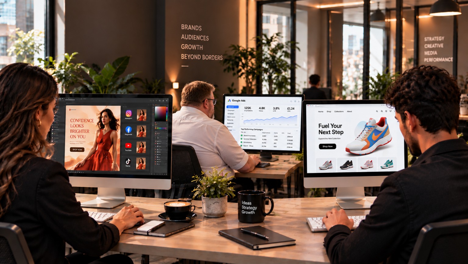 Digital marketing team managing search, social media, ecommerce and campaign performance