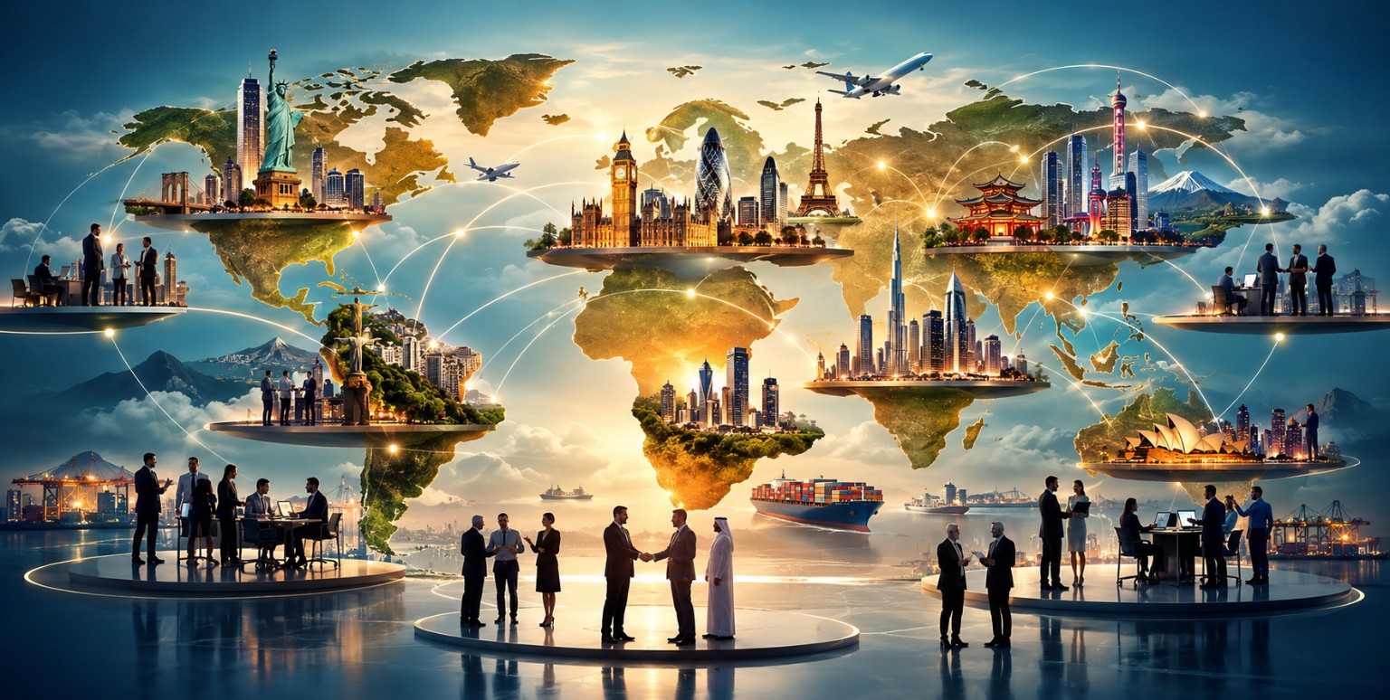 Global business expansion across connected international markets